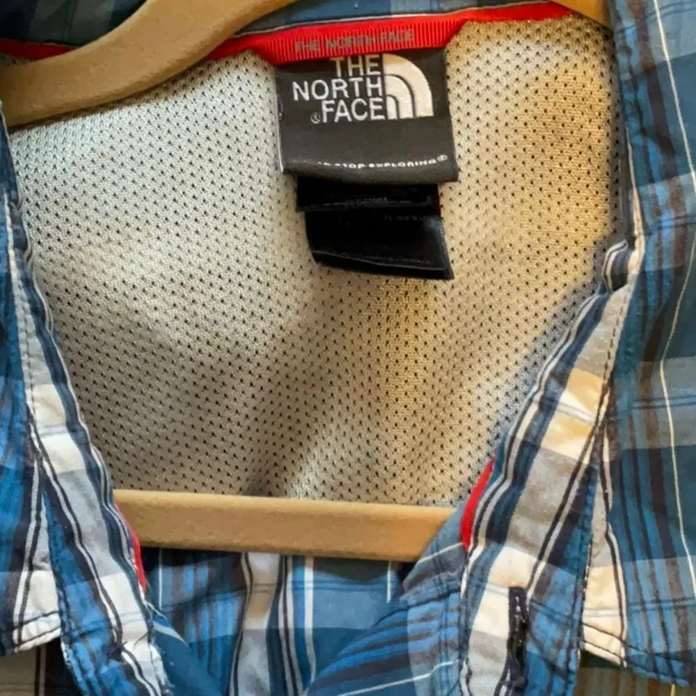 Mens The North Face Blue‎ Plaid Short Sleeve Shirt XL